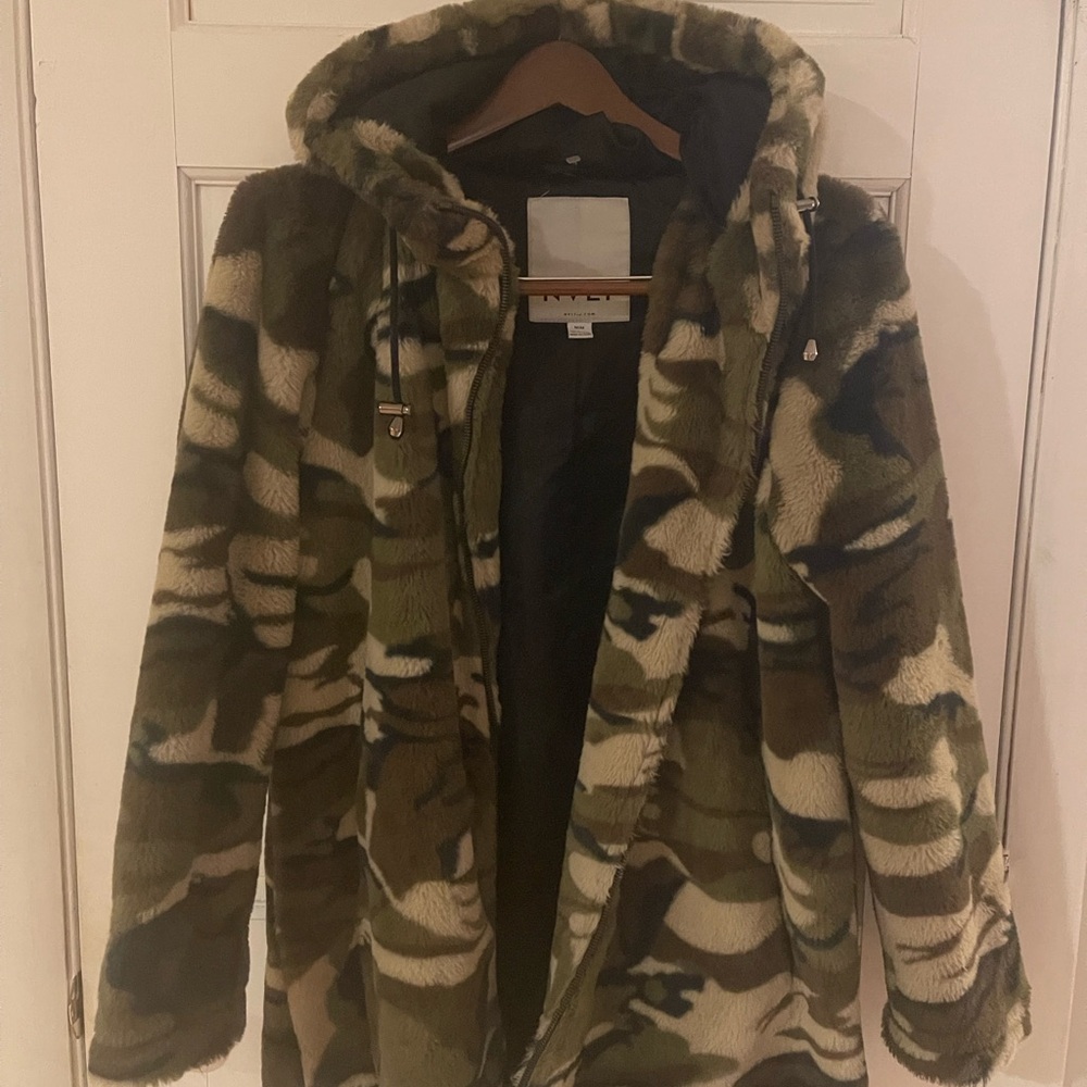 NVLT Camouflage Faux Fur Jacket